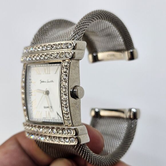 Susan Lucci Cuff Womens Watch White Dial Roman Numerals Gray Band 6" New Battery - Picture 3 of 12